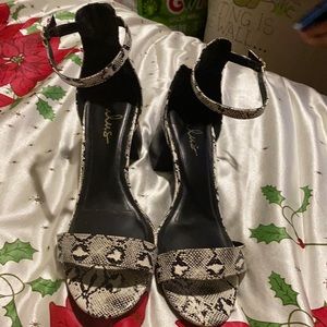 Black and white snake skin  high heels sandals